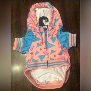 Dog 's Fresh pawz retro rose zip up kangaro pocket  hoodie.  M